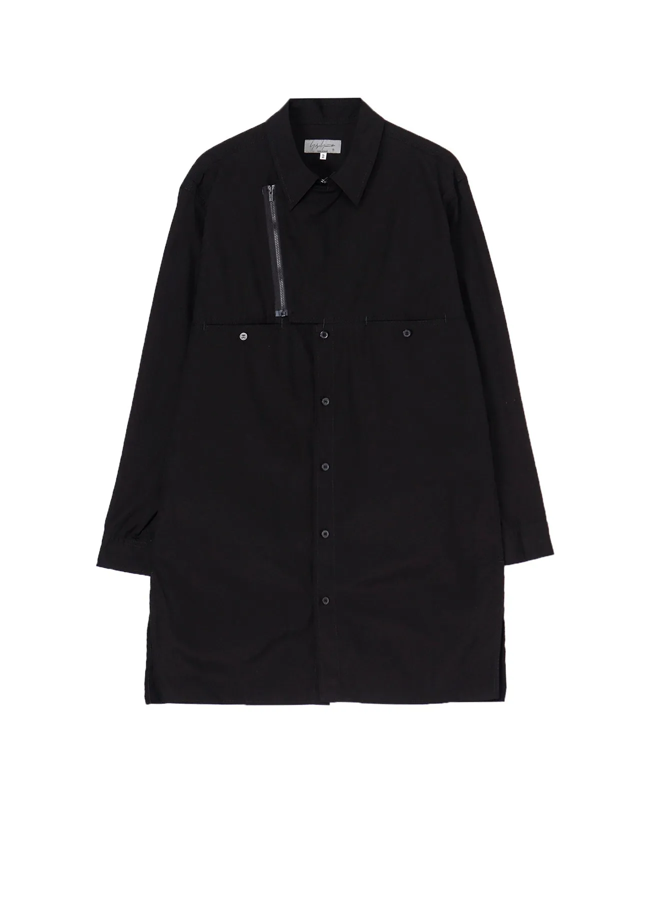 Neutral Tones Anti Pilling Finish BROAD CHAIN STITCH BLOUSE WITH ZIPPER