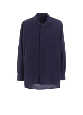 BROADCLOTH CHAMBRAY LOOSE-FIT OPEN COLLAR SHIRT Non Irritating Tags Abstract print