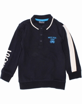 Conference Appropriate Spring Break BRUMS Baby Boys Graphic Long Sleeve Polo Shirt 18-24 Months Navy Blue