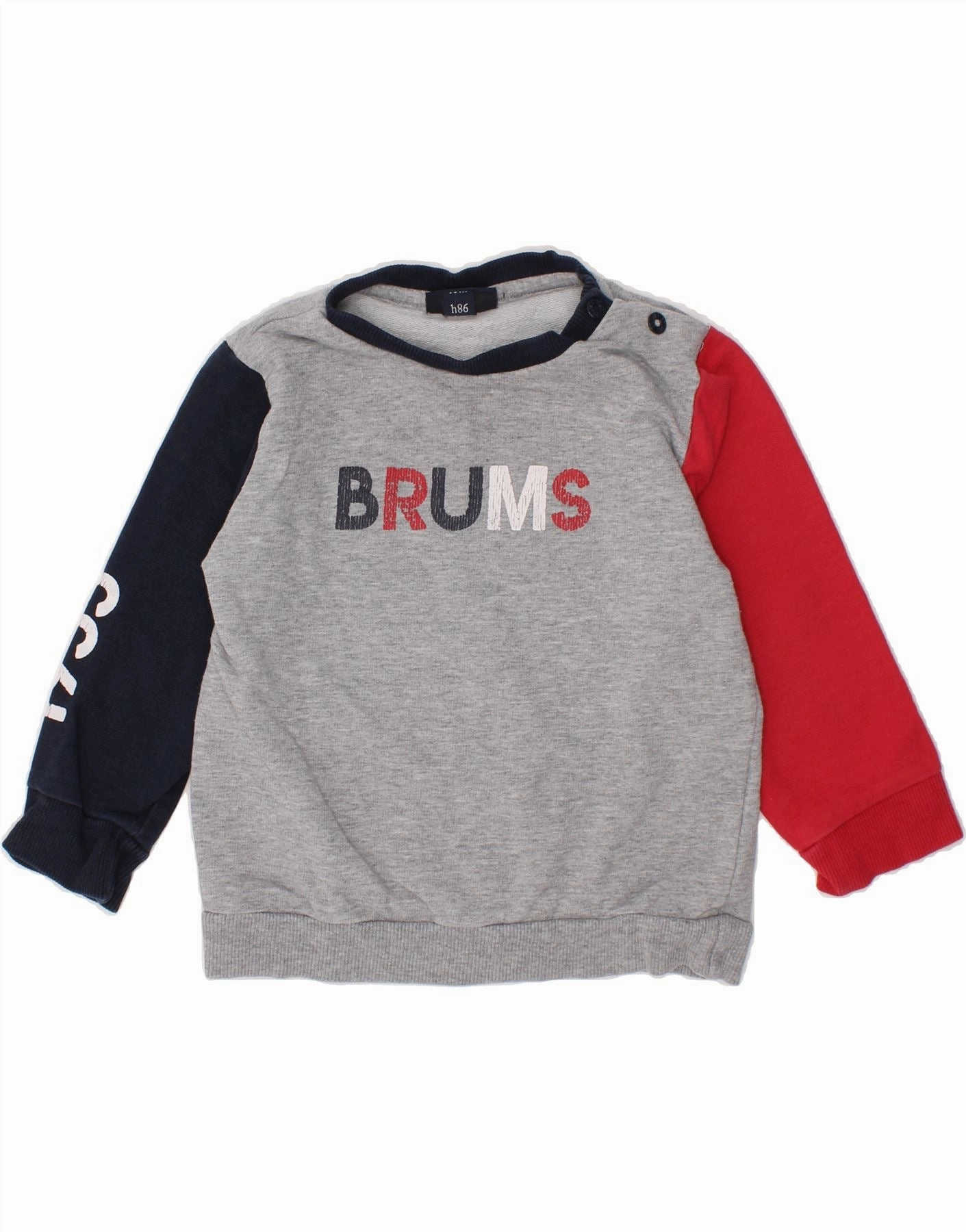 BRUMS Baby Boys Graphic Sweatshirt Jumper 12-18 Months Grey Colourblock Daily Essential Outdoor Style