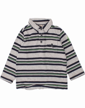 Smart Look Low Maintenance BRUMS Baby Boys Long Sleeve Polo Shirt 18-24 Months Grey Striped