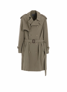 BRUSHED WASHER FINISH BROAD TRENCH COAT Water Resistant Shell