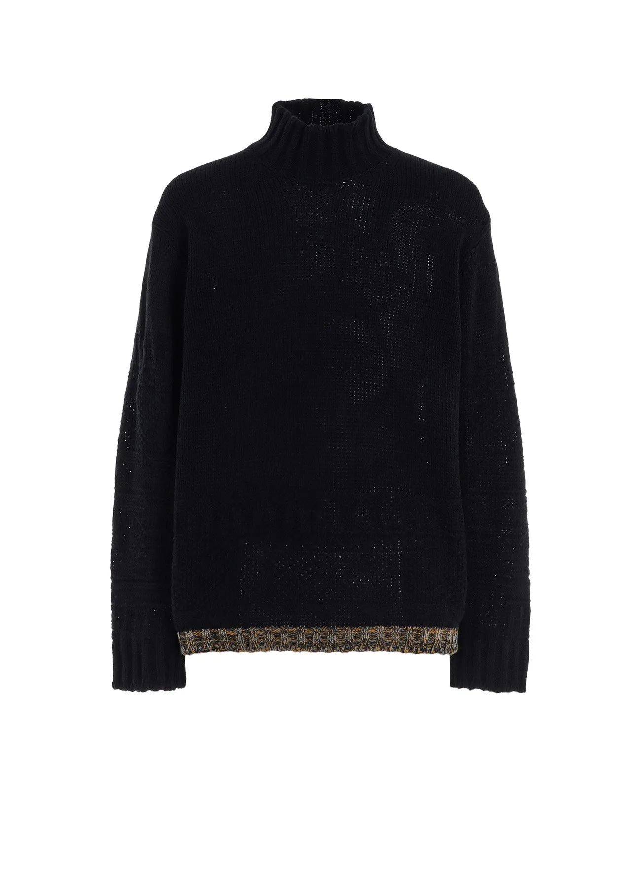 BULKY WOOL LYNX HIGH NECK KNIT Elastic hem