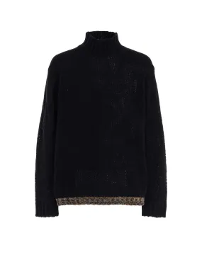 BULKY WOOL LYNX HIGH NECK KNIT Elastic hem