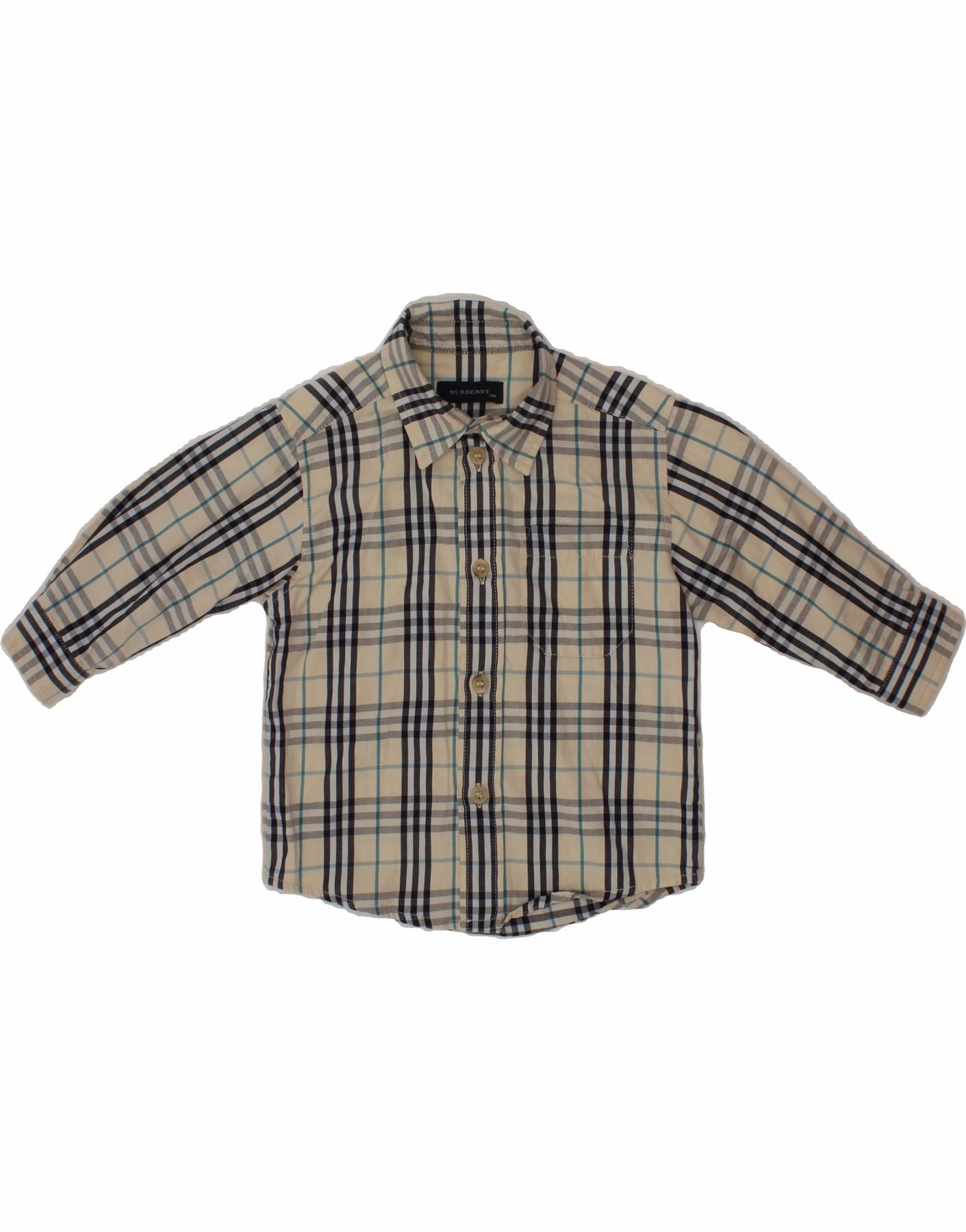 Beach Wear BURBERRY Baby Boys Flannel Shirt 9-12 Months Beige Check Cotton