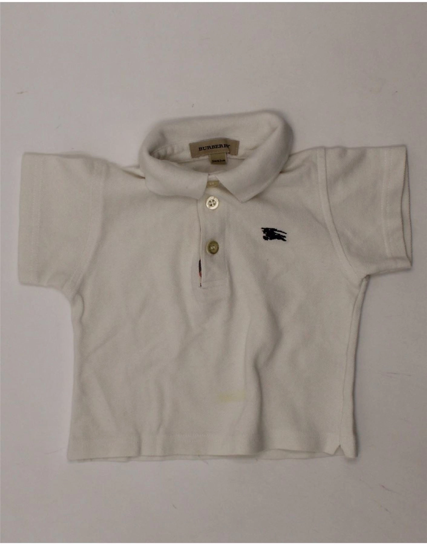wrinkle free Modern Appeal BURBERRY Baby Boys Polo Shirt 0-3 Months White Cotton