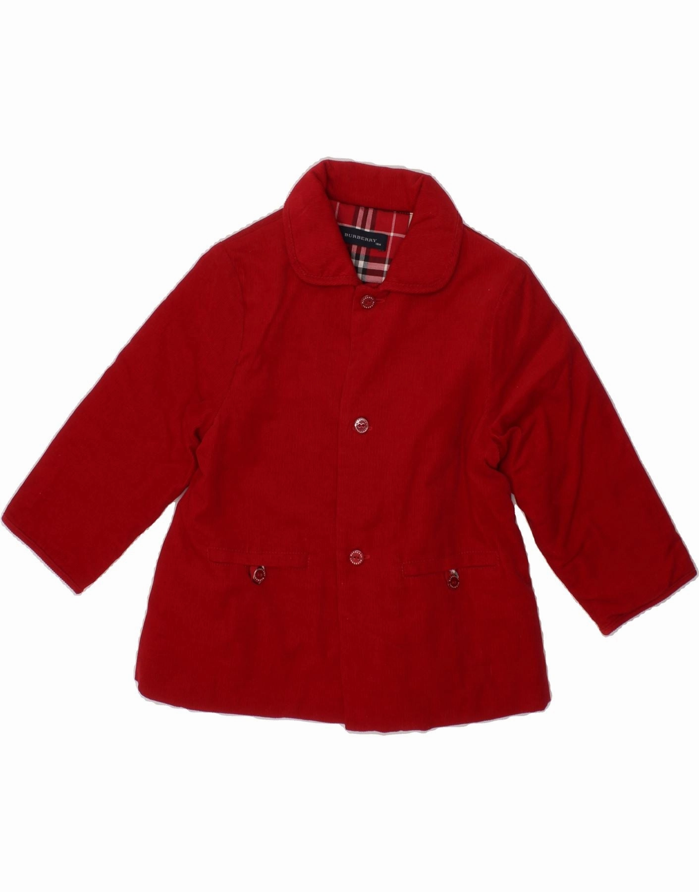 BURBERRY Baby Girls Bomber Jacket 12-18 Months Red Cotton Booking Outdoor Activity