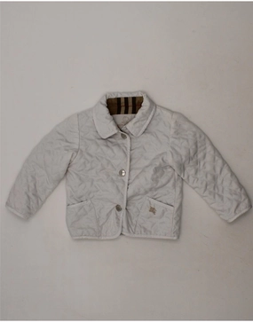 BURBERRY Baby Girls Quilted Jacket 9-12 Months Off White Polyester Effort