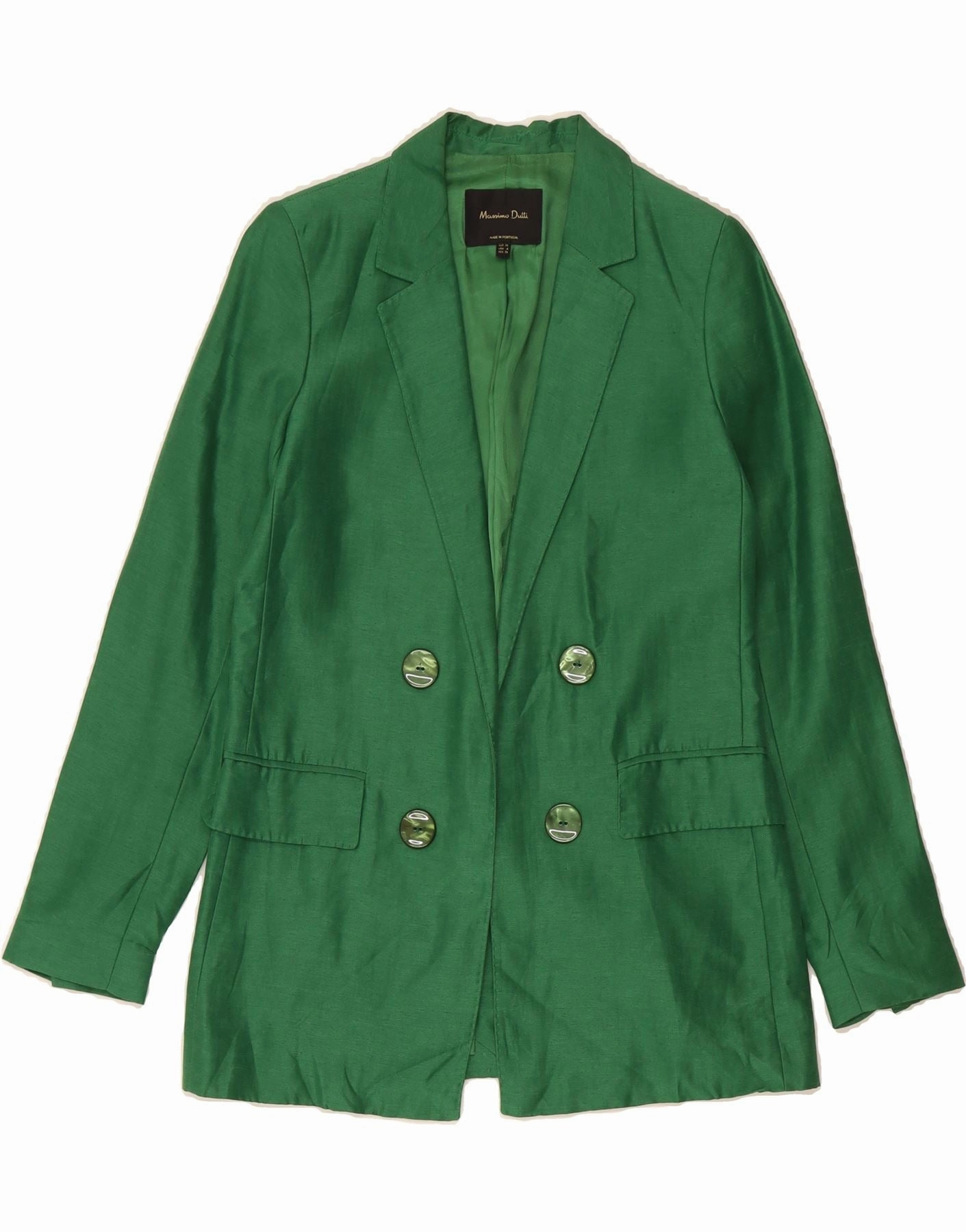 Chic Fit Wear Quick Dry Material MASSIMO DUTTI Womens Blazer Jacket EU 34 XS Green Acetate