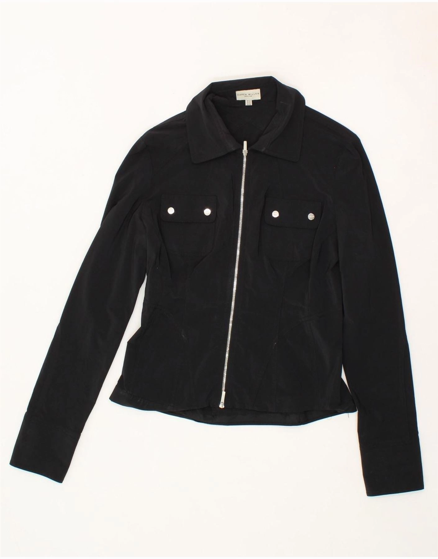 KAREN MILLEN Womens Blazer Jacket UK 14 Medium Black Polyamide Stretch Comfort Construction