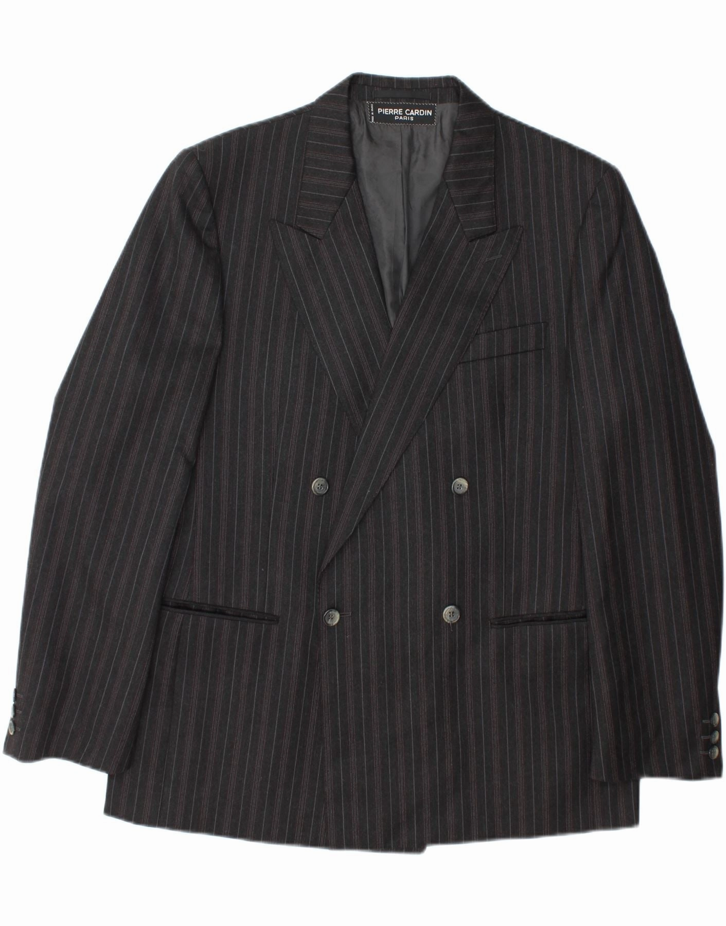 Tailored and Sharp Sculpted Design PIERRE CARDIN Mens Blazer Jacket UK 38 Medium Grey Pinstripe