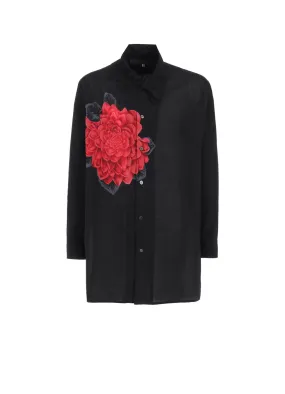 Seasonal Collection Stretch Fabric FLOWER PRINT SHIRT "DAHLIA"