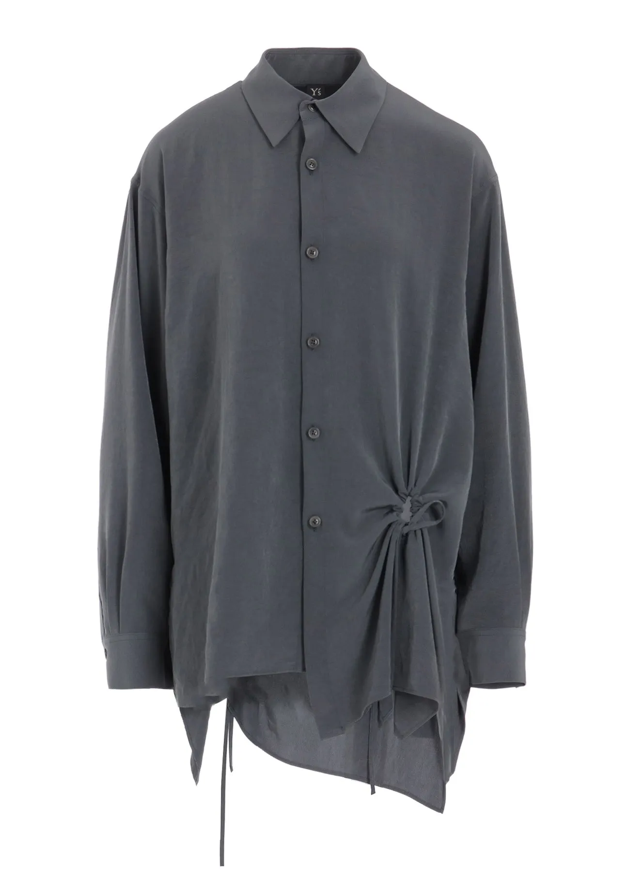 Long Sleeve Low Profile Pocket Design CREPE de CHINE CIRCLE GATHERED  BLOUSE