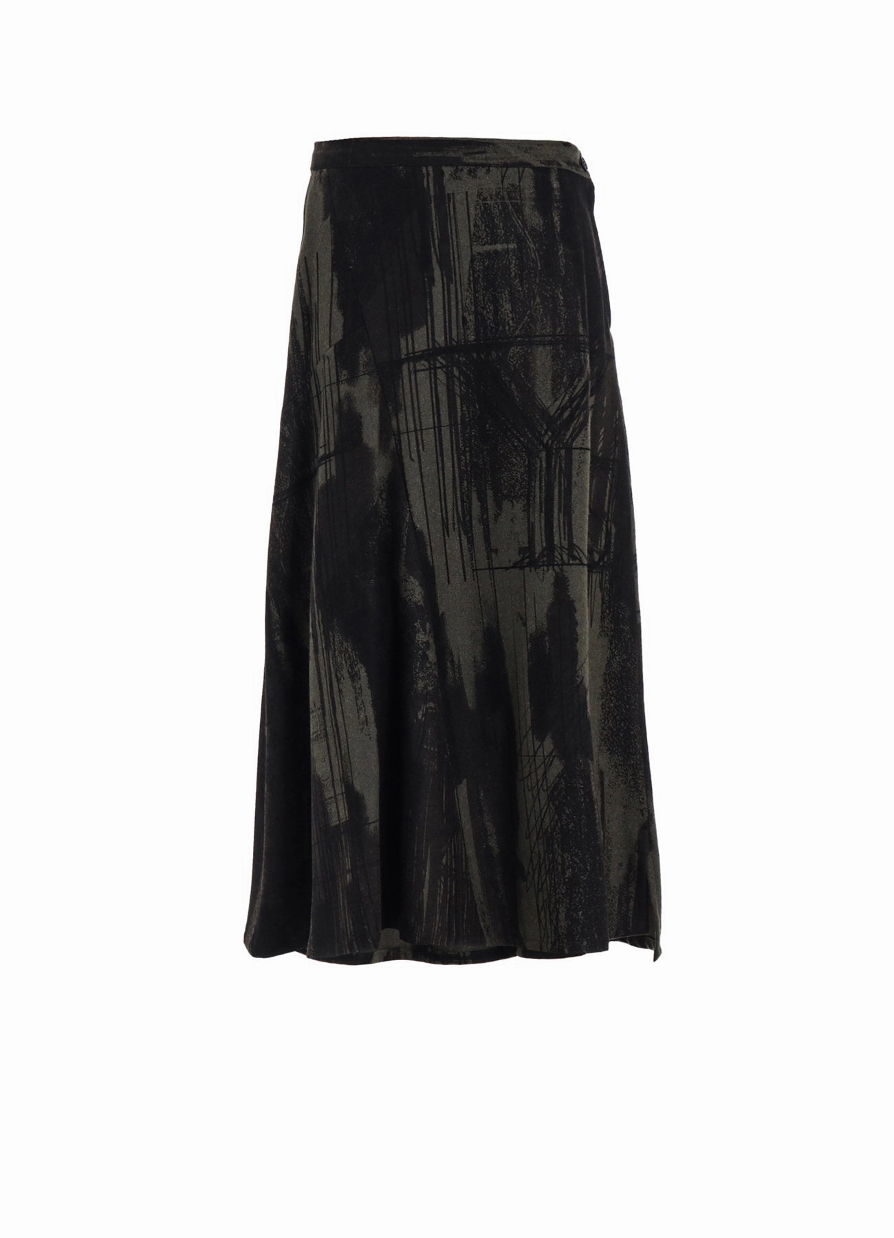 WOOL FLANNEL LOGO SCRIBBLE PT ASYMMETRIC FLARE SKIRT Ruffle Detail