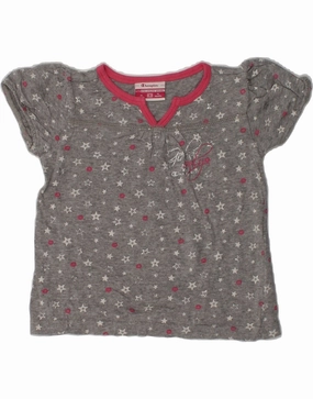 CHAMPION Baby Girls Graphic T-Shirt Top 12-18 Months Medium Grey Spotted Lightweight Layer
