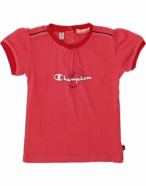 Reinforced Side Vents Summer Camp CHAMPION Baby Girls Graphic T-Shirt Top 12-18 Months Pink