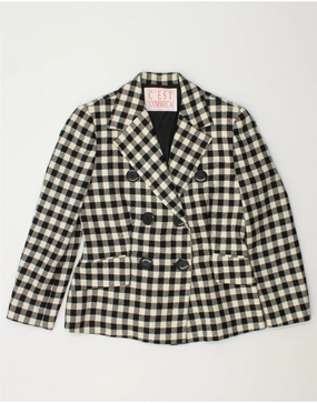 C'EST COMMECA Womens Blazer Jacket UK 12 Medium Black Gingham Classic Style