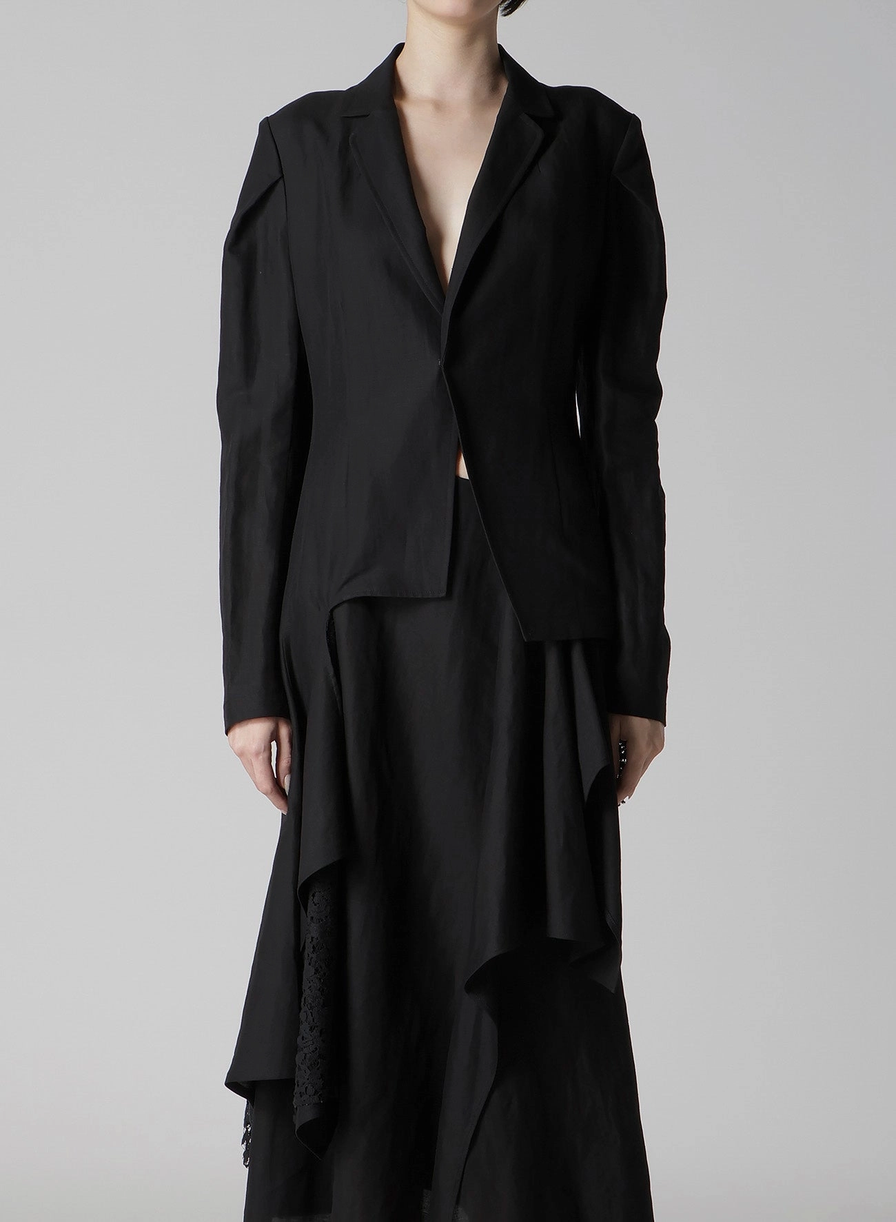 Smart Travel Layer Piece C/Li GABARDINE 2 LAYERED UNBALANCED JACKET