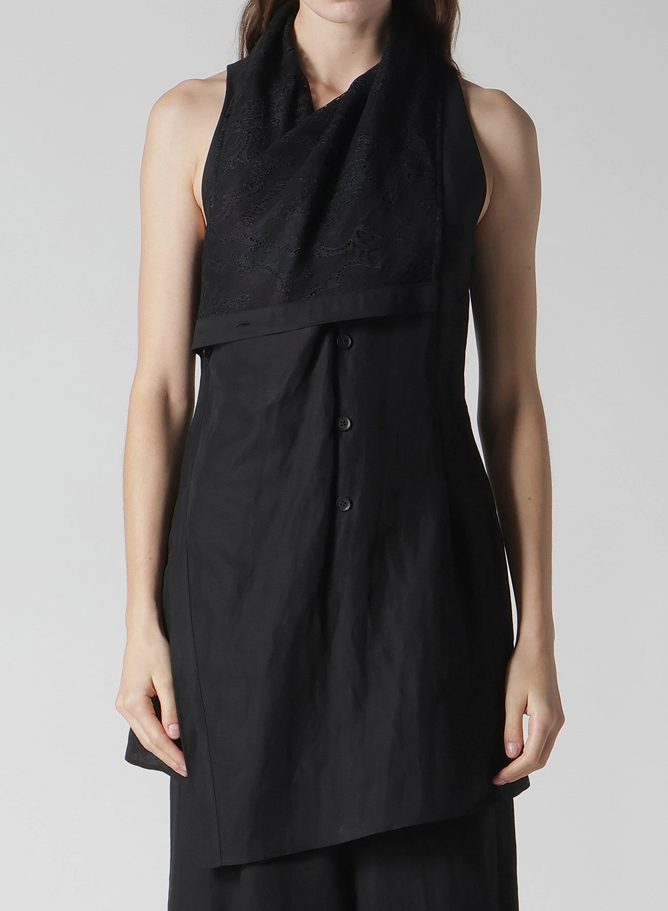 C/Li GABARDINE DRAPED LONG VEST Cold Weather