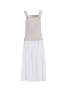 CABLE KNIT/JERSEY SUSPENDER DRESS Minimal Shrinkage Twisted Cable Pattern