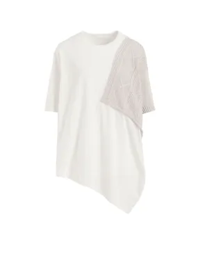 CABLE KNIT/JERSEY SWITCHING SHORT SLEEVE PULLOVER Season Ready