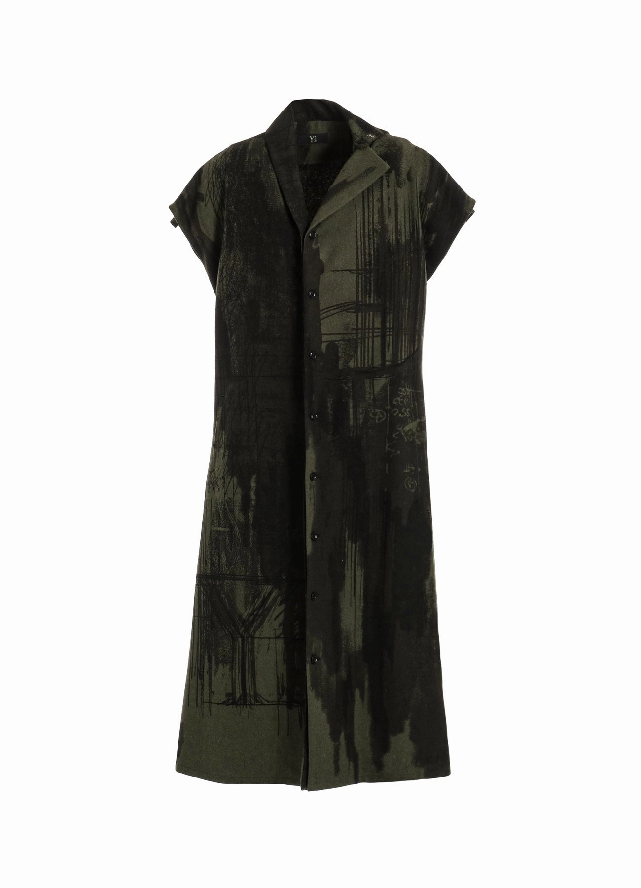 WOOL FLANNEL LOGO SCRIBBLE PT FRENCH SLEEVE DRESS Cool Drape