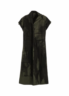 WOOL FLANNEL LOGO SCRIBBLE PT FRENCH SLEEVE DRESS Cool Drape