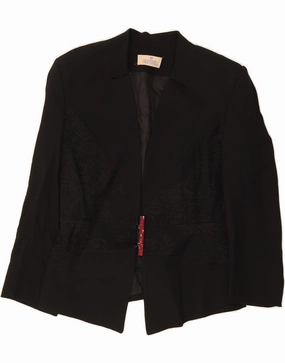 CARLO PIGNATELLI Womens Blazer Jacket UK 12 Medium Black Wool Sleek Work Fit Smart Casual