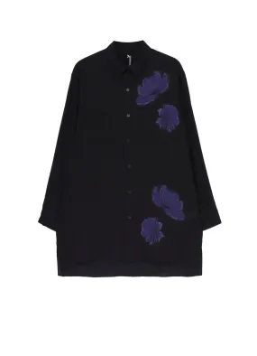 Button Down Design FLORAL PRINT DOUBLE COLLAR SLANTED POCKET SHIRT