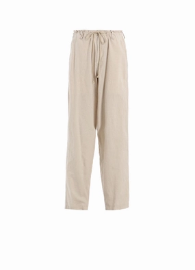 COTTON/LINEN POPLIN WAIST-STRING PANTS Functional Waist