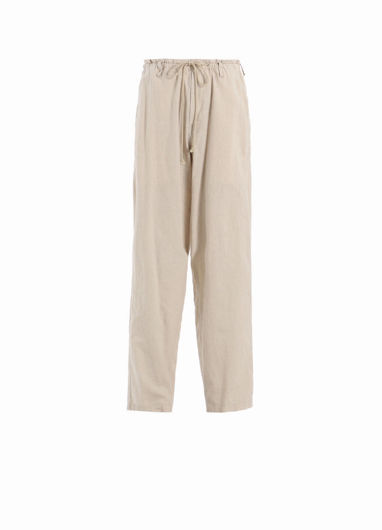 COTTON/LINEN POPLIN WAIST-STRING PANTS Functional Waist