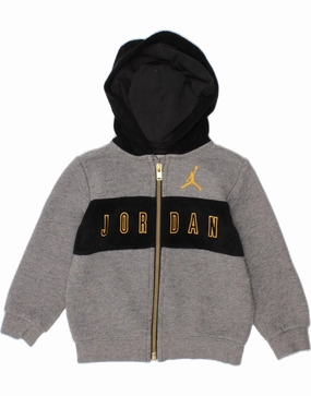 JORDAN Baby Boys Graphic Zip Hoodie Sweater 18-24 Months Grey Colourblock Sleek Fit