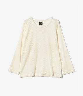 Effortless Comfort AllDay Comfort Long Sleeve U-Neck T-Shirt ?C White Raschel Lace