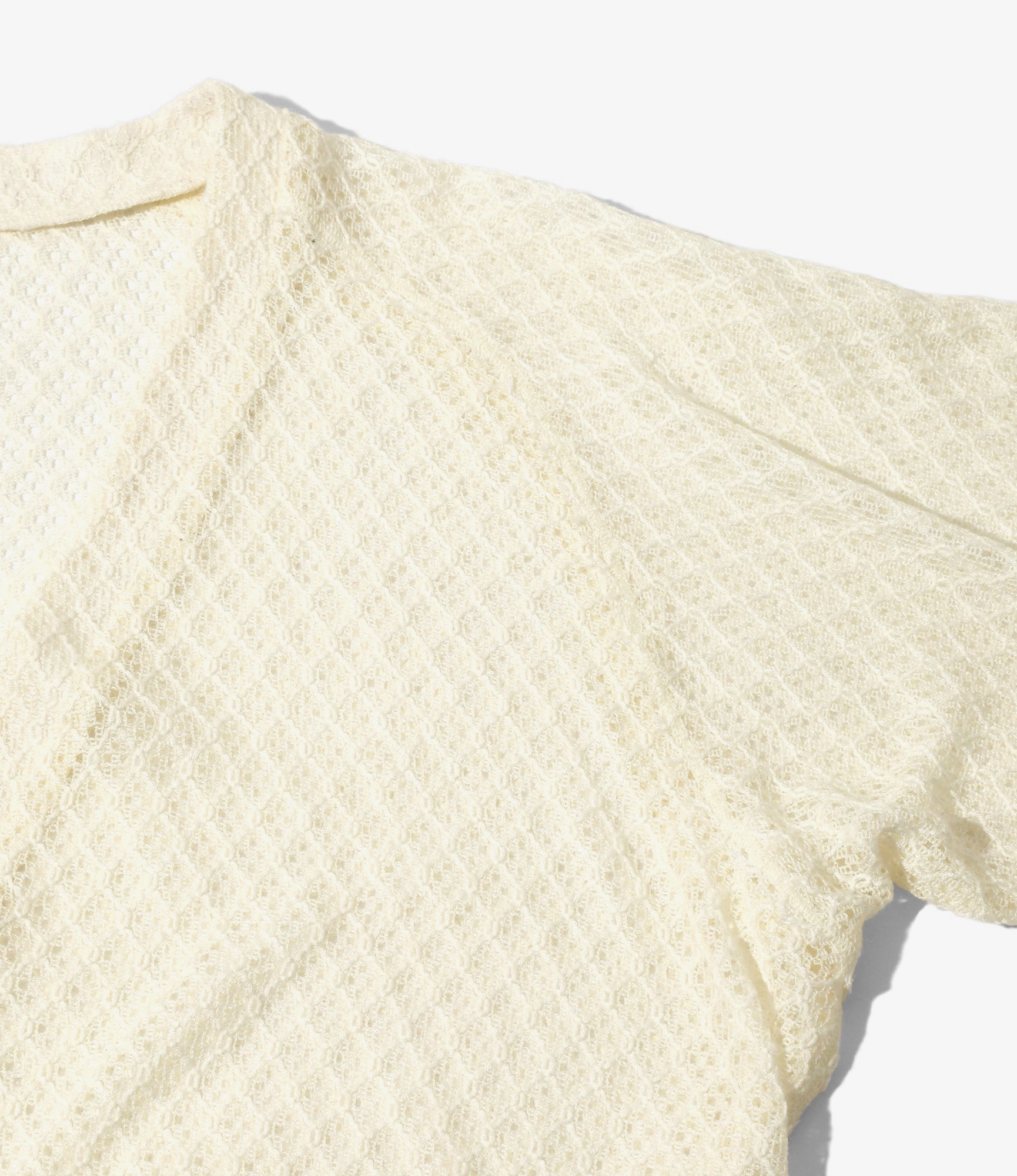 Reinforced Hems Retro Style Long Sleeve U-Neck T-Shirt ?C White Raschel Lace