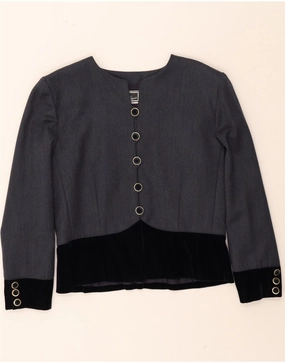 Relaxed Fit LUISA SPAGNOLI Womens Blazer Jacket IT 46 Large Navy Blue Colourblock