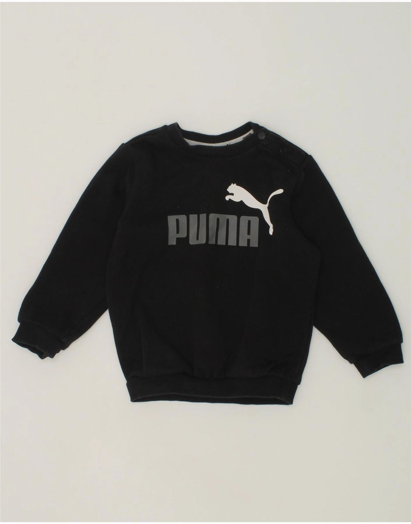 Crewneck Style Seasonal Warmth PUMA Baby Girls Graphic Sweatshirt Jumper 9-12 Months Black Cotton