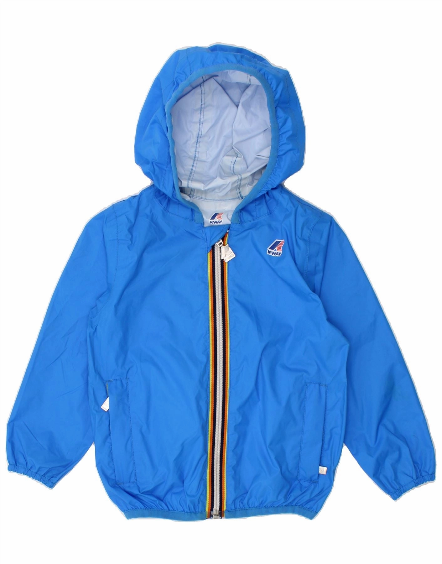 WaterResistant Shell K-WAY Baby Girls Hooded Rain Jacket 18-24 Months Blue Polyamide