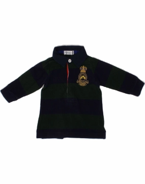 RALPH LAUREN Baby Boys Graphic Rugby Polo Shirt 3-6 Months Navy Blue High Neck