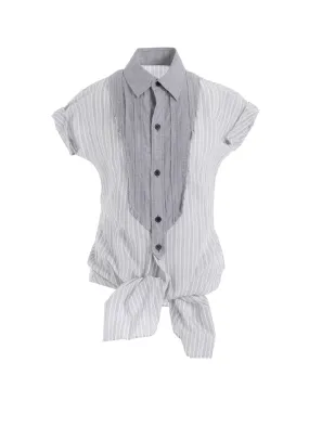Athleisure Trend Polished Style C/CU HARD TWISTED DOBBY STRIPE PLEATED SHIRT