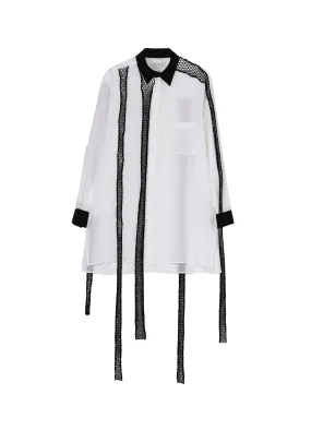 CELLULOSE LAWN BLACK MESH BLOUSE BLOUSE Quick Release Cuffs Lightweight Feel