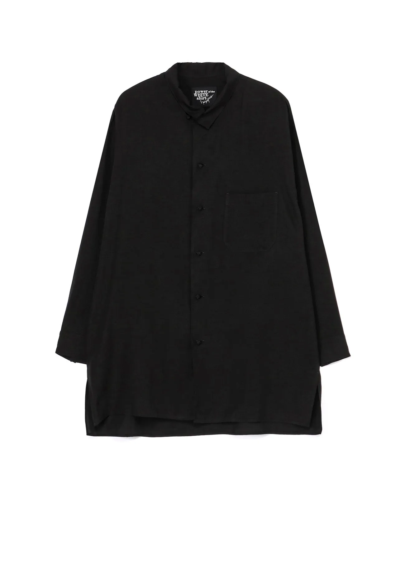 Polished Finish Matte Look CELLULOSE LAWN KNOT BUTTONS OPEN COLLAR SHIRT