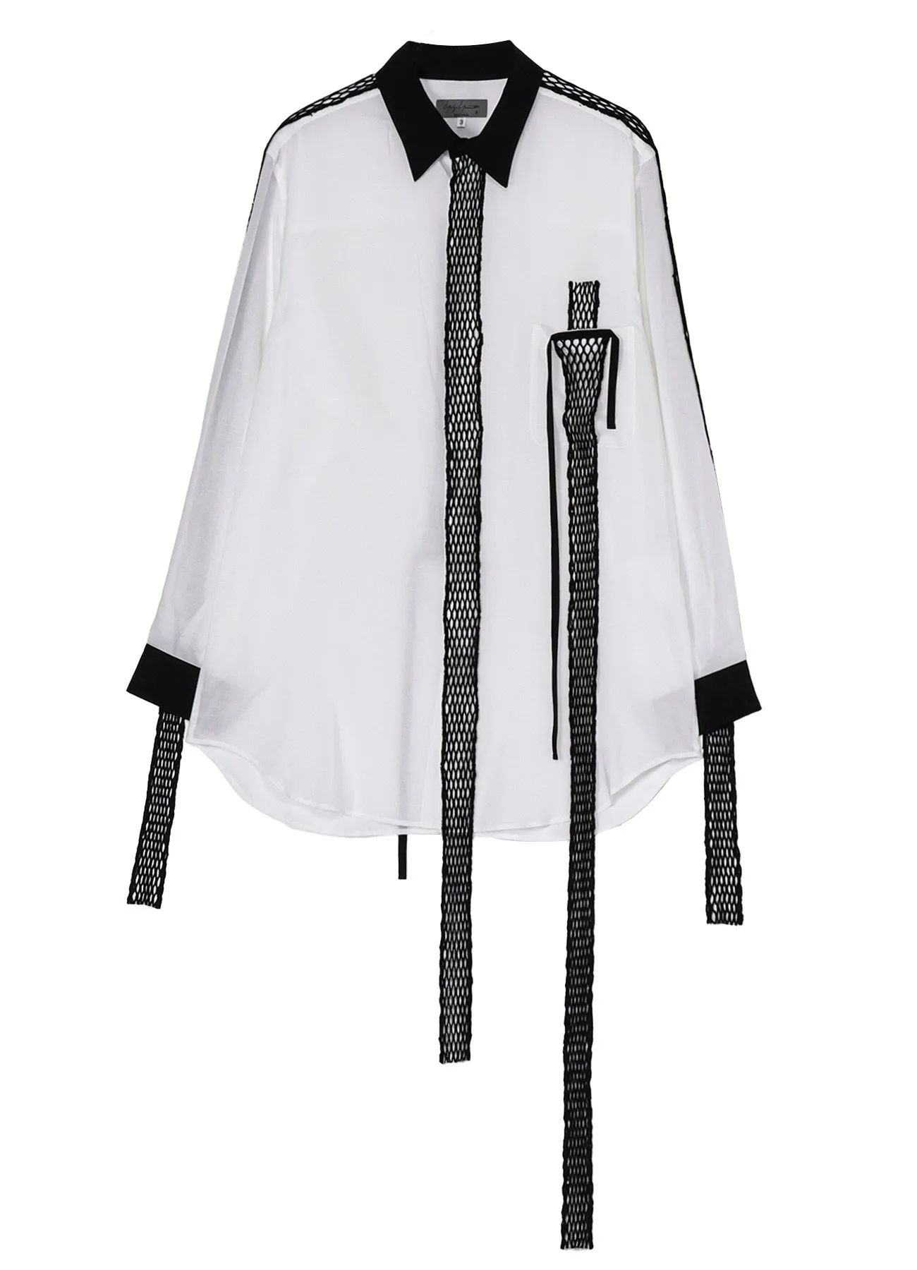 CELLULOSE LAWN PLACKET BLACK MESH TP BLOUSE Winter Collection