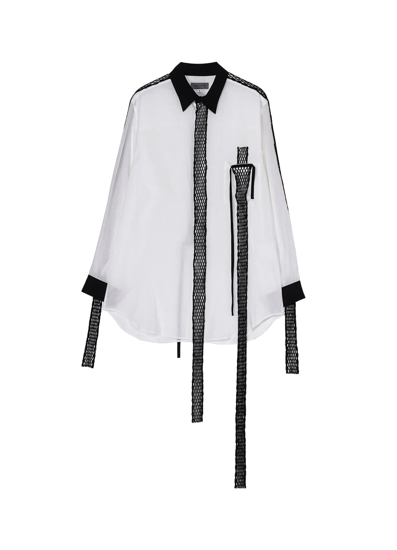 Practical Choice CELLULOSE LAWN PLACKET BLACK MESH TP BLOUSE