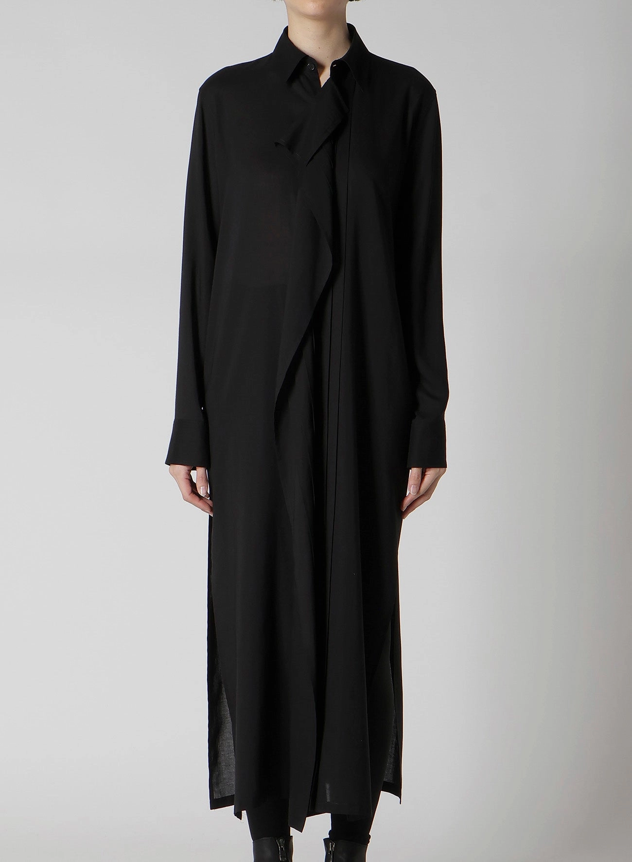 Slim-fit CELLULOSE LAWN PINTUCK SHIRT DRESS