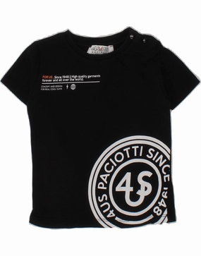 CESARE PACIOTTI Baby Boys Graphic T-Shirt Top 9-12 Months Black Sleeveless Cut Sleek Silhouette