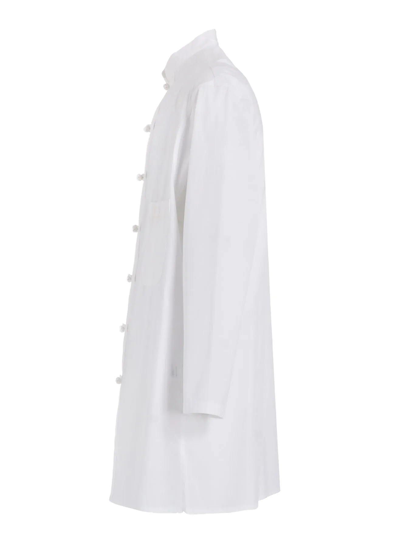 CHAIN STITCH BROAD MANDARIN COLLAR BLOUSE Adjustable Cuff Closure