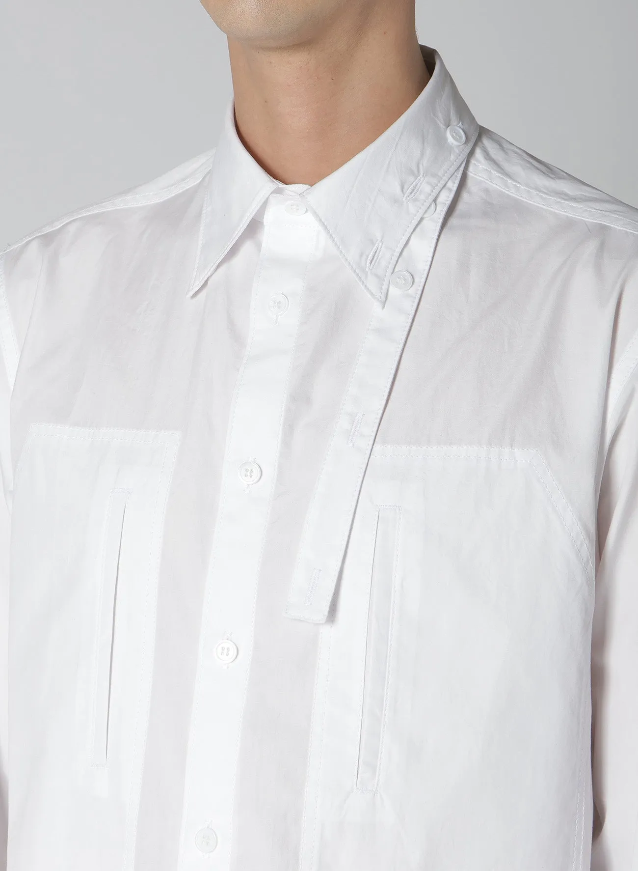 CHAIN STITCH STRING COLLAR BLOUSE birthday party Pocket Detail