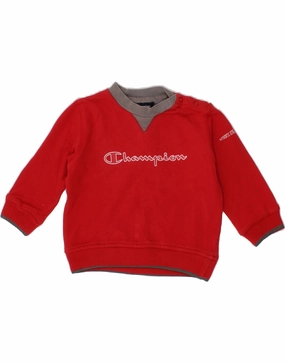 CHAMPION Baby Boys Graphic Sweatshirt Jumper 6-9 Months XS  Red Cotton Hypoallergenic Yarn Sustainable Dye Process