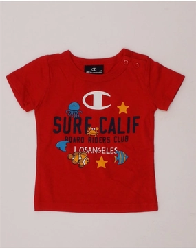 CHAMPION Baby Boys Graphic T-Shirt Top 3-6 Months 2XS  Red Beach High-Quality Fabric shopping spree