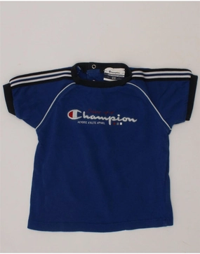 CHAMPION Baby Boys Graphic T-Shirt Top 9-12 Months Small  Navy Blue Cotton Tear Resistant Reinforcement Indoor Comfort